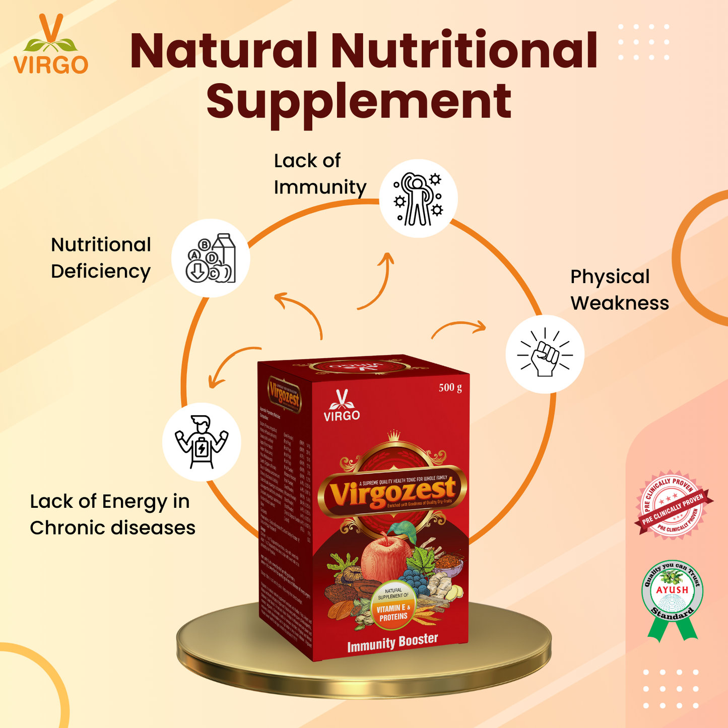 VirgoZest | 100% Natural Nutritional Supplement | Boost Powerful Immunity, Memory & Physical Strength | For Entire Family | Premium Quality Herbs + Dryfruits