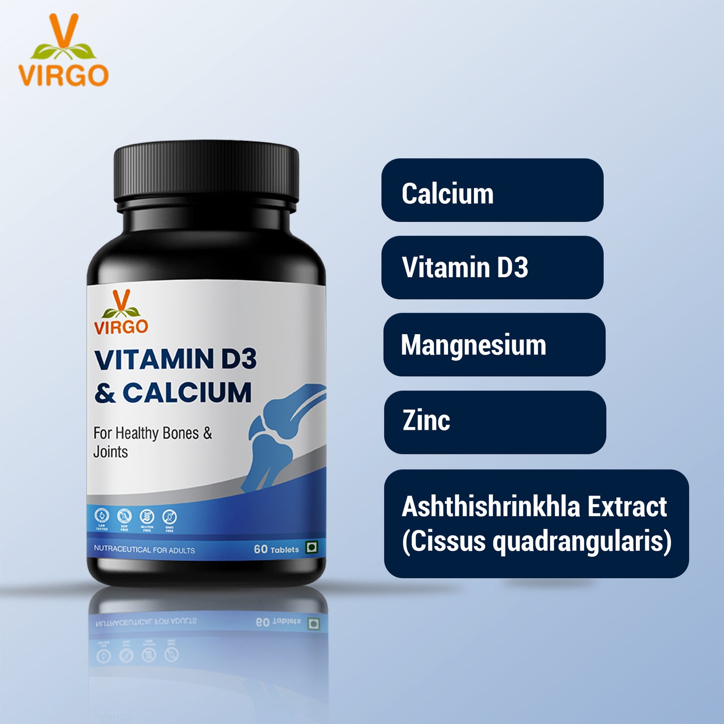 Virgo Vitamin D3 & Calcium Tablets